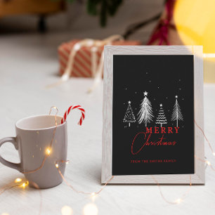 Tarjeta Pequeña Simple Pino de Navidad Elegante Mini Negro