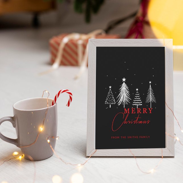 Tarjeta Pequeña Simple Pino de Navidad Elegante Mini Negro  (Subido por el creador)