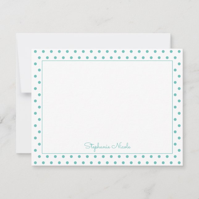 Tarjeta Pequeña Simple Polka Dot Aqua Personalizado (Anverso)
