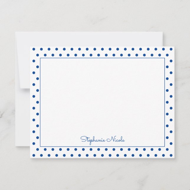 Tarjeta Pequeña Simple Polka Dot Blue Personalizado Borde delgado (Anverso)