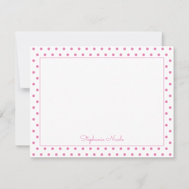Tarjeta Pequeña Simple Polka Dot Pink Personalizado Borde delgado (Anverso)