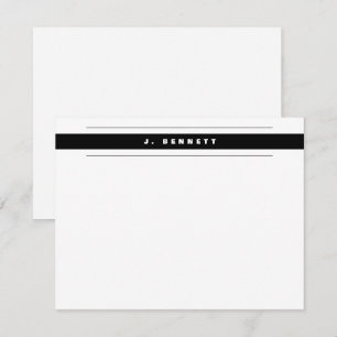 Tarjeta Pequeña Simple Profesional Empresarial Borde Negro Blanco