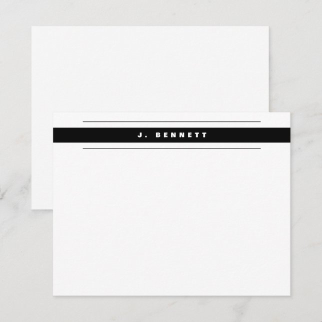 Tarjeta Pequeña Simple Profesional Empresarial Borde Negro Blanco (Anverso / Reverso)