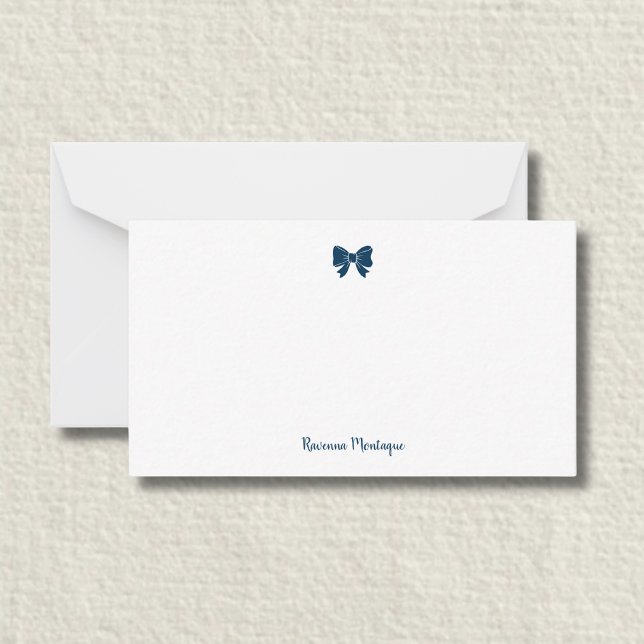 Tarjeta Pequeña Simple Prussian Blue Bow Handwritten Name  (Subido por el creador)