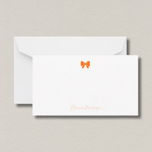 Tarjeta Pequeña Simple puesta de sol naranja chic lazo nombre escr