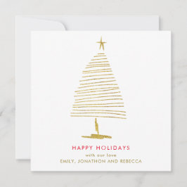 Tarjeta Pequeña Simple Purpurina de Faux Gold del Árbol de Navidad