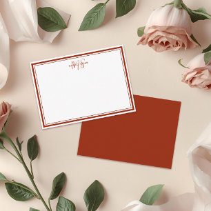Tarjeta Pequeña Simple Rojo Escarlata Minimalista Monograma Dos Bo