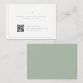 Tarjeta Pequeña Simple Sage Green Monograma Boda Presupuestaria RS