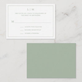 Tarjeta Pequeña Simple Sage Green Monograma Boda Presupuestaria RS