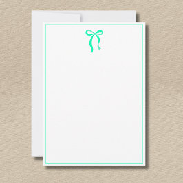 Tarjeta Pequeña Simple Seafoam Green Bow Thin Border No text