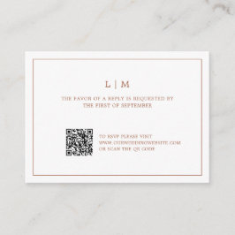 Tarjeta Pequeña Simple Terracota Monograma Código QR Boda RSVP