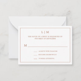 Tarjeta Pequeña Simple Terracota Monograma Mini Boda RSVP