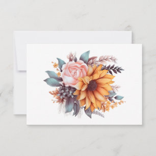 Tarjeta Pequeña Simple y moderna acuarela floral plana