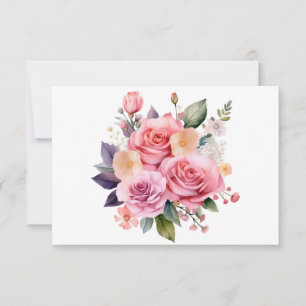 Tarjeta Pequeña Simple y moderna acuarela floral plana