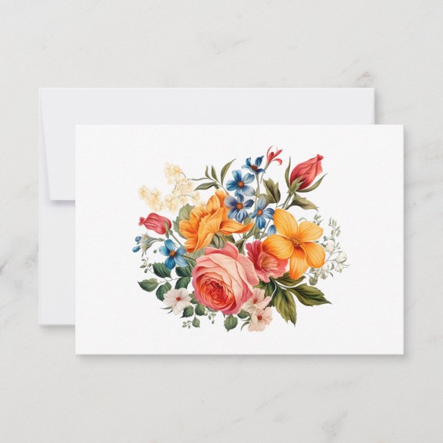 Tarjeta Pequeña Simple y moderna acuarela floral plana (Anverso)