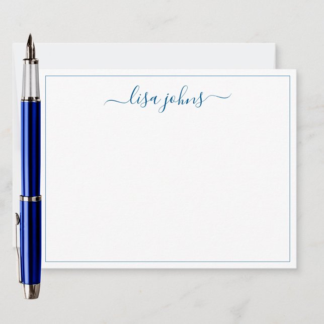 Tarjeta Pequeña Simple y moderna Navy Blue Script Professional Fla (Subido por el creador)