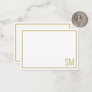 Tarjeta Pequeña Simple y moderno Monograma Iniciales Borde Oro