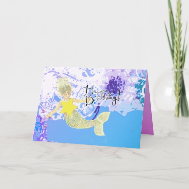 Tarjeta Pequeña sirena "Feliz cumpleaños" (Anverso)