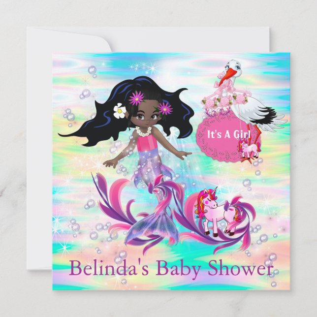 Tarjeta Pequeña Sirenas mágicas de bebé arco iris (Anverso)