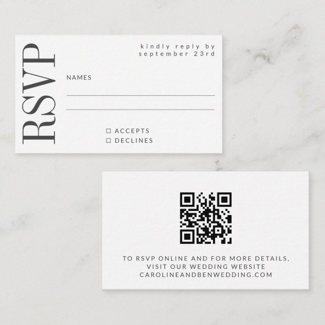 Tarjeta Pequeña Sitio web de código QR de respuesta de presupuesto (Anverso / Reverso)