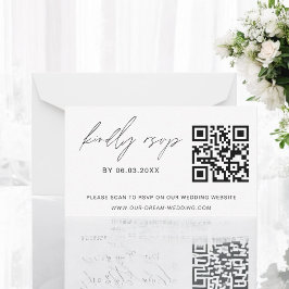 Tarjeta Pequeña Sitio web del Boda Minimalista RSVP de código QR d