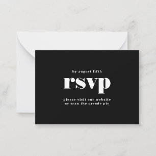Tarjeta Pequeña Sitio web del Boda RSVP de CÓDIGO QR blanco negrit