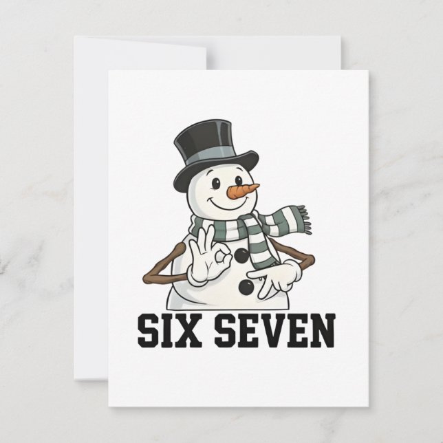 Tarjeta Pequeña Six Seven Snowman Christmas Santa 6 7 Xmas (Anverso)
