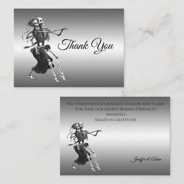 Tarjeta Pequeña Skeleton Gothic AlternativeHalloween wedding (Anverso / Reverso)