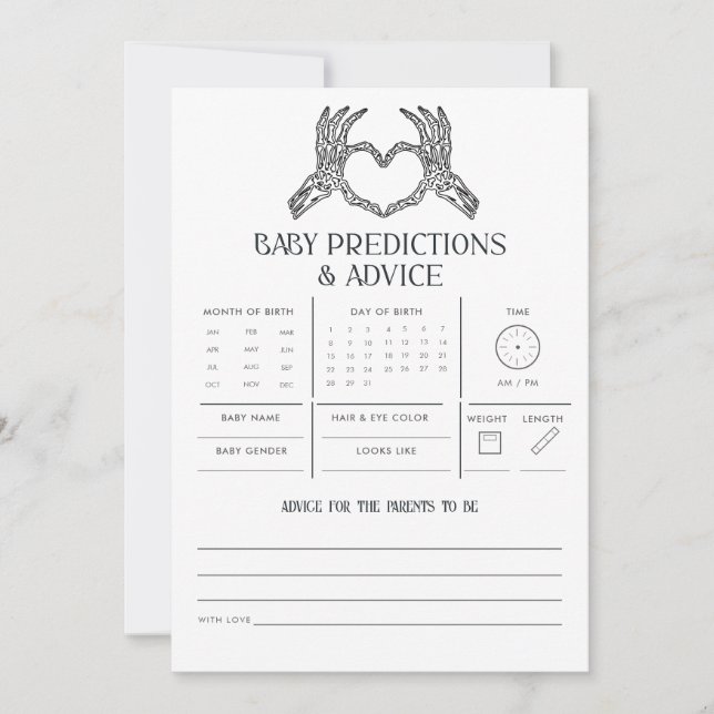 Tarjeta Pequeña Skeleton gótico Juego de consejos para la predicci (Anverso)