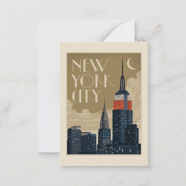 Tarjeta Pequeña Skyline de Nueva York (Anverso)