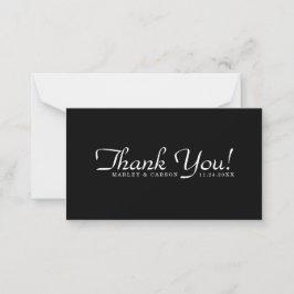 Tarjeta Pequeña Sleek Black Simple Script Boda Presupuesto Gracias