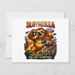 Tarjeta Pequeña Slothzilla Too Lazy to Destroy,Funny Kaiju Monster