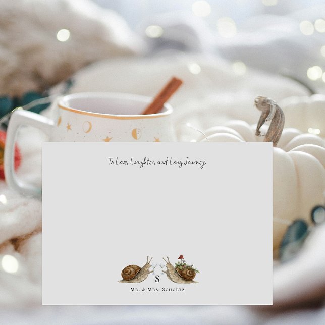 Tarjeta Pequeña Slow & Steady Snail Wedding | Bride & Groom (Subido por el creador)