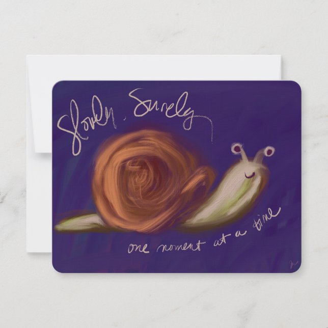 Tarjeta Pequeña Slowly, Surely Oil Painted Snail Notecard (Anverso)