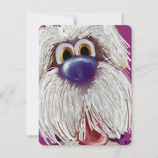 Tarjeta Pequeña Slurpy Happy Eager Dog Oil Painted Notecard (Anverso)