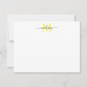 Tarjeta Pequeña Smple Elegant Moda Girly Script Monograma Amarillo