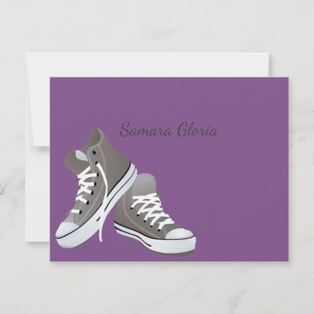 Tarjeta Pequeña Sneakers Bat Mitzvah Gracias (Anverso)