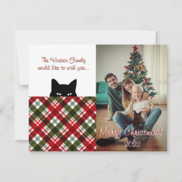 Tarjeta Pequeña Sneaky Cat Royal Stewart Tartan Plaid Navidades