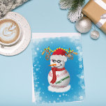 Tarjeta Pequeña Snowman De Béisbol Decorado Con Aperitivos Popular<br><div class="desc">Una tarjeta de Navidades divertidos para el fanático del béisbol con un muñeco de nieve decorado en el béisbol y populares bocadillos de béisbol.</div>