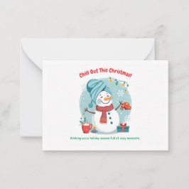 Tarjeta Pequeña Snowman Spa Day – Funny Christmas Greeting Card