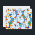 Tarjeta Pequeña Snowmen<br><div class="desc">Un patrón de hombres de nieve es un diseño único para los cumpleaños y las vacaciones de invierno.</div>