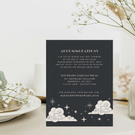 Tarjeta Pequeña Sobre de Boda Celestial Luna y Estrellas Grises