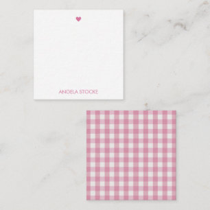 Tarjeta Pequeña Sobre de papel con diseño de cuadros rosa y blanco