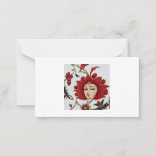 Tarjeta Pequeña Sobre de regalo Dama Rosa Roja Persa Flor elegan