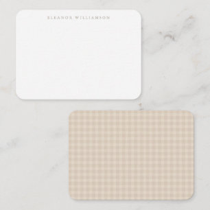 Tarjeta Pequeña Sobre de regalo personalizado de gingham beige de