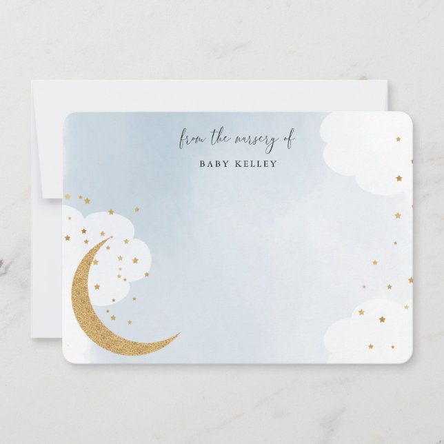 Tarjeta Pequeña Sobre la luna , desde la guardería de, azul plano (Anverso)