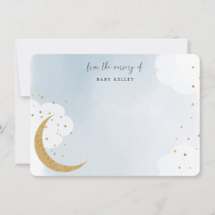 Tarjeta Pequeña Sobre la luna , desde la guardería de, azul plano