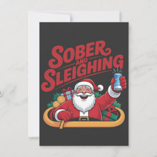 Tarjeta Pequeña Sobrio y arrastrando al Papá Noel sobrio Navidad s