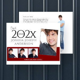 Tarjeta Pequeña Sofisticado Collage de fotos de graduación Ruby Re