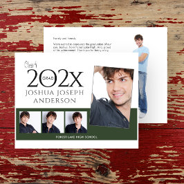 Tarjeta Pequeña Sofisticado Collage de fotos de graduación Verde o